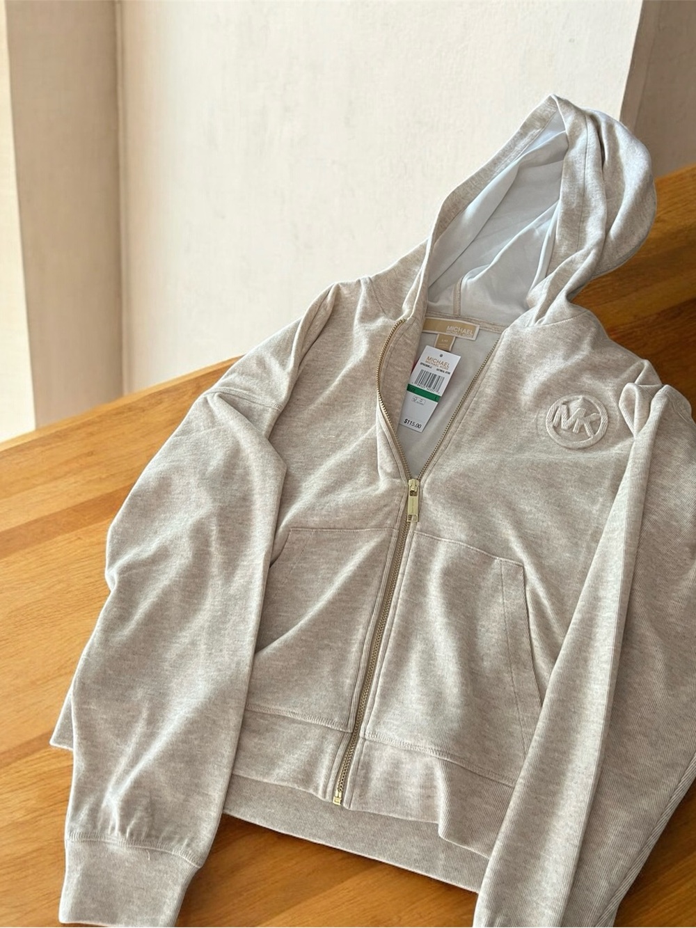 Michael Kors women’s large Cream Zip-Up Hoodie Jacket